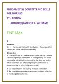 Fundamentals of Nursing Test Bank 2026 &vert; Patricia Williams 7th Ed &vert; NCLEX-Style Questions&comma; Clinical Skills MCQs&comma; LPN&sol;LVN&sol;NCLEX PN Study Guide