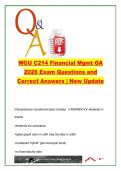 WGU C214 Financial Management OA &lpar;2026&rpar; &ndash; 120 Questions on Bonds&comma; Cash Flow&comma; WACC & Capital Budgeting