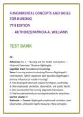 Nursing Test Bank 2026 &ndash; Fundamentals of Nursing Test Bank &vert; Patricia Williams 7e &vert; 50 NCLEX-Style Questions per Chapter &vert; LPN&sol;LVN&sol;NCLEX PN Clinical Skills MCQs