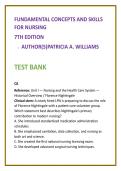 Fundamentals of Nursing Test Bank 2026 &vert; Patricia Williams 7th Ed &vert; NCLEX-Style MCQs for LPN&sol;LVN&sol;NCLEX PN