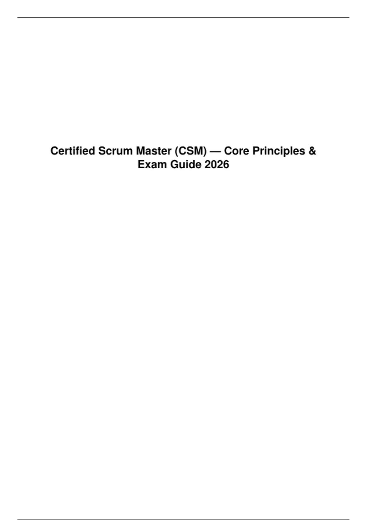 Scrum Master (CSM) Certification - Official Scrum Guide Summary 2026 ...