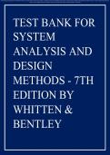 Test Bank &ndash; System Analysis and Design Methods 7th Edition by Whitten & Bentley &vert; Chapters 1&ndash;20 Complete &vert; Verified Questions and Answers
