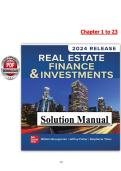 Real Estate Finance & Investments 17th Edition &lpar;2024&rpar; &ndash; Solution Manual PDF &ndash; William Brueggeman