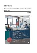 TEST BANK&lowbar;&lowbar;Human Resource Information Systems&colon; Basics&comma; Applications and Future Directions 5th Edition by Richard D Johnson &comma; ISBN&colon; 9781544396743 &vert;All Chapters Verified&vert; Guide A&plus;