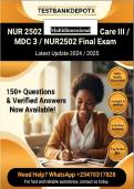 NUR 2502 &ndash; Multidimensional Care III &lpar;MDC 3&rpar; Final Exam Review &vert; Practice Questions & Study Guide &vert; 2026