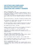 UHC ETHICS AND COMPLIANCE SECTION FOR CERTIFICATION QUESTIONS AND CORRECT ANSWERS