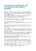 2022 ETHICS AND COMPLIANCE TEST UHC QUESTIONS AND CORRECT ANSWERS
