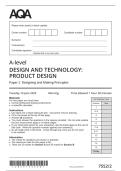 verified 2025&sol;2026 A-level DESIGN AND TECHNOLOGY&colon; PRODUCT DESIGN Paper 2&ensp;Designing and Making Principles merged question paper &plus; mark scheme 