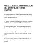 LAW OF CONTRACTS COMPREHENSIVE EXAM 2026 QUESTIONS AND COMPLETE SOLUTIONS