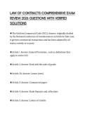LAW OF CONTRACTS COMPREHENSIVE EXAM REVIEW 2026 QUESTIONS WITH VERIFIED SOLUTIONS