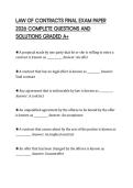 LAW OF CONTRACTS FINAL EXAM PAPER 2026 COMPLETE QUESTIONS AND SOLUTIONS GRADED A&plus;