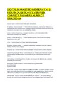 DIGITAL MARKETING MIDTERM CH&period; 1-6 EXAM QUESTIONS & VERIFIED CORRECT ANSWERS ALREADY GRADED A&plus;