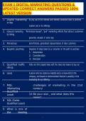 EXAM 1 DIGITAL MARKETING QUESTIONS & UPDATED CORRECT ANSWERS PASSED 100&percnt; LATEST VERSION