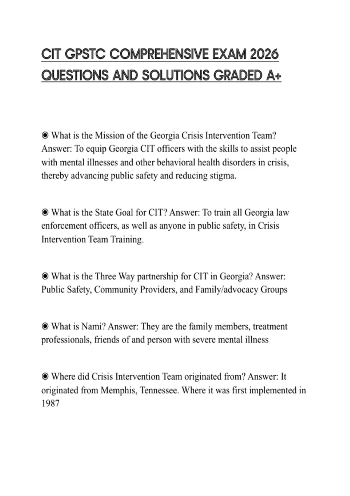 CIT GPSTC COMPREHENSIVE EXAM 2026 QUESTIONS AND SOLUTIONS GRADED A+ ...