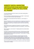 HUBSPOT DIGITAL MARKETING CERTIFICATION EXAM QUESTIONS & ACCURATE COMPLETE SOLUTIONS ALL PASSED