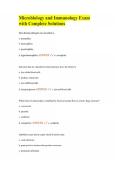 Microbiology and Immunology Exam with Complete Solutions