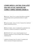 LCR4802 MEDICAL LAW FINAL EXAM LATEST 2026 WITH ACTUAL QUESTIONS AND CORRECT VERIFIED ANSWERS GRADED A&plus;