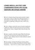 LCR4802 MEDICAL LAW STUDY GUIDE COMPREHENSIVE REVIEW WITH SOLVED QUESTIONS AND DETAILED ANSWERS