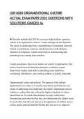 LDR-302S ORGANIZATIONAL CULTURE ACTUAL EXAM PAPER 2026 QUESTIONS WITH SOLUTIONS GRADED A&plus;