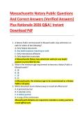 Massachusetts Notary Public Questions  And Correct Answers &lpar;Verified Answers&rpar;  Plus Rationale 2026 Q&A&vert; Instant  Download Pdf  