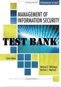 Test Bank for Management of Information Security 6th Edition Michael E&period; Whitman&comma; Herbert J&period; Mattord&comma; ISBN-10&colon; X&period; All Chapters 1-12&period; 175 Pages&period;