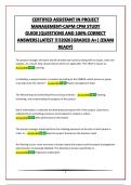 CERTIFIED ASSISTANT IN PROJECT MANAGEMENT&vert;QUESTIONS AND 100&percnt; CORRECT ANSWERS&vert;LATEST &excl;&excl;&excl;&excl;2026&vert;GRADED A&plus;&vert; &lpar;EXAM READY&rpar;