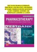 TEST BANK PHARMACOTHERAPY  PRINCIPLES AND PRACTICE 6TH EDITION  BY MARIE CHISHOLM-BURNS QUESTIONS  & 100&percnt; VERIFIED ANSWERS AND  RATIONALES &vert; GRADED A&plus; LATEST