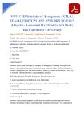 WGU C483 Principles of Management ACTUAL EXAM QUESTIONS AND ANSWERS 2026&sol;2027 &vert; Objective Assessment OA &vert; Practice Test Bank &vert; Pass Guaranteed - A&plus; Graded