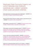 Washington State Community Property Law LATEST VERSIONS 2026 COMPLETE QUESTIONS AND  CORRECT ANSWERS STUDY GUIDE &vert;ACCURATE VERIFIED&vert;