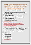 ALABAMA GENERAL CONTRACTOR EXAM &vert; COMPLETE EXAM WITH ACTUAL QUESTIONS WITH CORRECT VERIFIED ANSWERS WITH RATIONALES