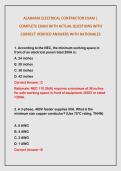 ALABAMA ELECTRICAL CONTRACTOR EXAM &vert; COMPLETE EXAM WITH ACTUAL QUESTIONS WITH CORRECT VERIFIED ANSWERS WITH RATIONALES