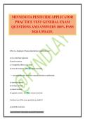 MINNESOTA PESTICIDE APPLICATOR PRACTICE TEST GENERAL EXAM QUESTIONS AND ANSWERS 100&percnt; PASS 2026 UPDATE&period;