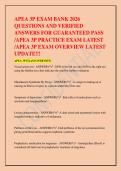 APEA 3P EXAM BANK 2026 QUESTIONS AND VERIFIED ANSWERS &vert;EXPERT VERIFIED FOR GUARANTEED PASS APEA 3PPRACTICE EXAM AND A 3P OVERVIEW LATEST UPDATE&excl;&excl;&excl;