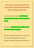 LCAS Licensed Clinical Addiction Specialist Exam  ACTUAL EXAM ALL QUESTIONS AND 100&percnt;CORRECT  DETAILED  ANSWERS &vert;&vert; BRAND NEW&excl;&excl;