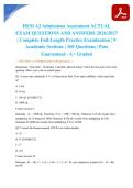 HESI A2 Admissions Assessment ACTUAL EXAM QUESTIONS AND ANSWERS 2026&sol;2027 &vert; Complete Full-Length Practice Examination &vert; 9 Academic Sections &vert; 360 Questions &vert; Pass Guaranteed - A&plus; Graded