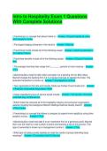 Intro to Hospitality Exam 1 Questions With Complete Solutions
