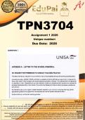 TPN3704 Assignment 1 &lpar;COMPLETE ANSWERS&rpar;2026 - DUE 2026