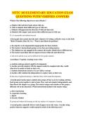 MTTC 103 ELEMENTARY EDUCATION EXAM QUESTIONS WITH VERIFIED ANSWERS