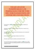NUR 641E ADVANCED PATHOPHYSIOLOGY AND PHARMACOLOGY FOR THE NURSE EDUCATOR EXAM QUESTIONS AND ANSWERS 100&percnt; PASS 2026 UPDATE&period;