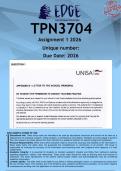 TPN3704 Assignment 1&lpar;ANSWERS&rpar; 2026 - DISTINCTION GUARANTEED