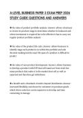 A-LEVEL BUSINESS PAPER 3 EXAM PREP 2026 STUDY GUIDE QUESTIONS AND ANSWERS