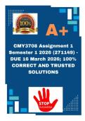 CMY3708 Assignment 1 Semester 1 2026 &lpar;271149&rpar; - DUE 16 March 2026&semi; 100&percnt; CORRECT AND TRUSTED SOLUTIONS