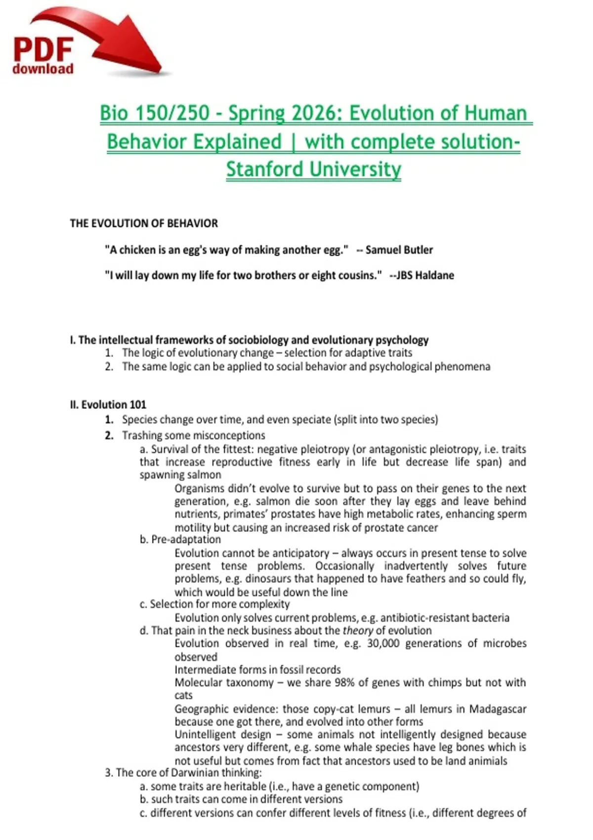 Bio 150/250 - Spring 2026: Evolution of Human Behavior Explained | with ...