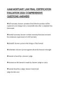 AAMI MORTUARY LAW FINAL CERTIFICATION EVALUATION 2026 COMPREHENSIVE QUESTIONS ANSWERS