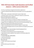 PSYC 450 2026&sol;2027 &ndash; Exam Study Guide Questions with Verified Answers