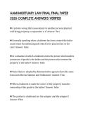 AAMI MORTUARY LAW FINAL FINAL PAPER 2026 COMPLETE ANSWERS VERIFIED