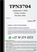 TPN3704 Assignment 1 &lpar;COMPLETE ANSWERS&rpar; 2026 - DUE 2026