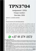 TPN3704 Assignment 2 &lpar;COMPLETE ANSWERS&rpar; 2026 - DUE 2026 