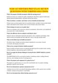 NURS 143 MIDTERM PREP EXAM REVIEW QUESTIONS WITH VERIFIED SOLUTIONS