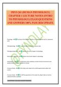 PHYS 261 &lpar;HUMAN PHYSIOLOGY&rpar; CHAPTER 1 LECTURE NOTES &lpar;INTRO TO PHYSIOLOGY&rpar; EXAM QUESTIONS AND ANSWERS 100&percnt; PASS 2026 UPDATE&period;
